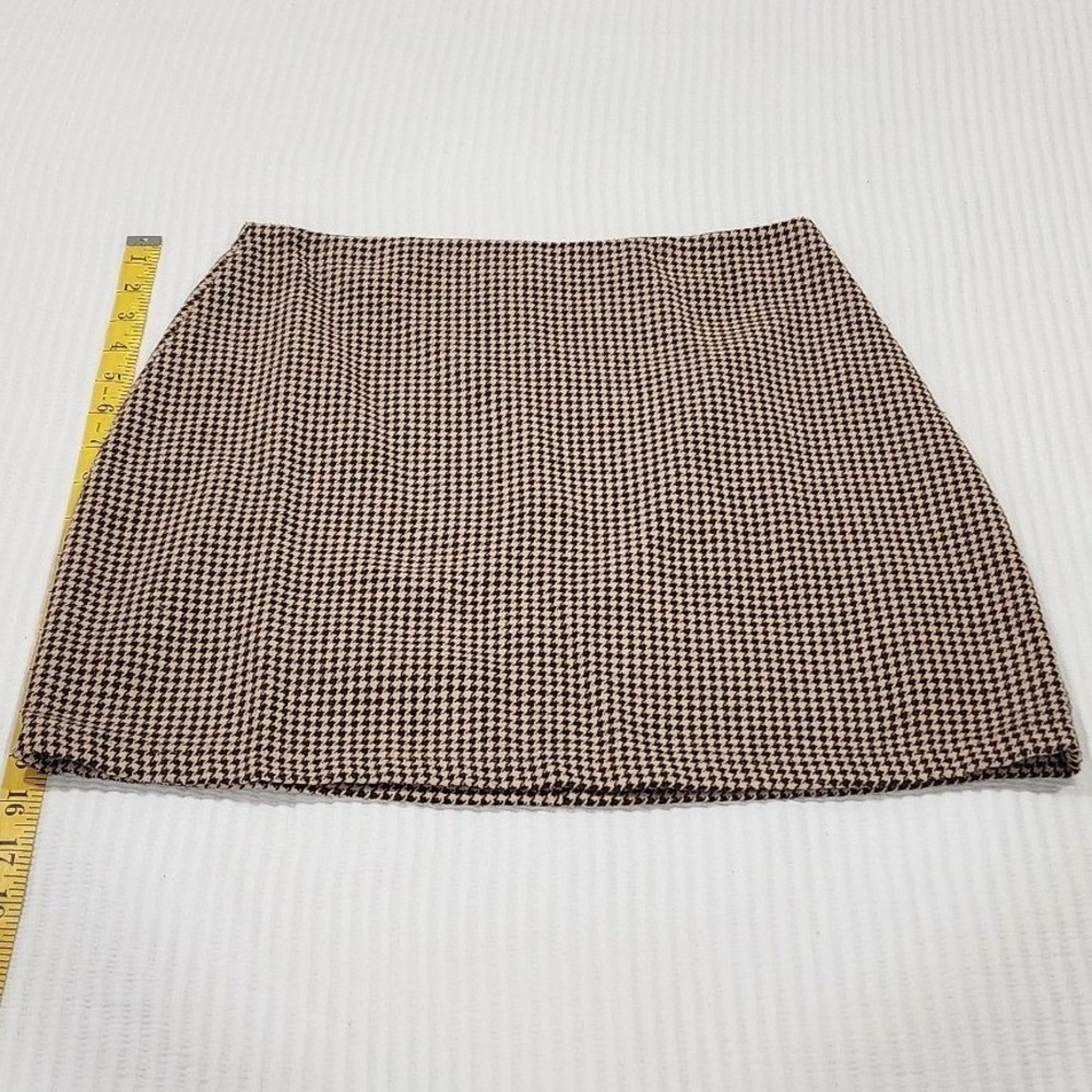 SHEIN Brown Houndstooth Mini Skirt Autumn Academia Preppy Wool Blend Size S‎ 4